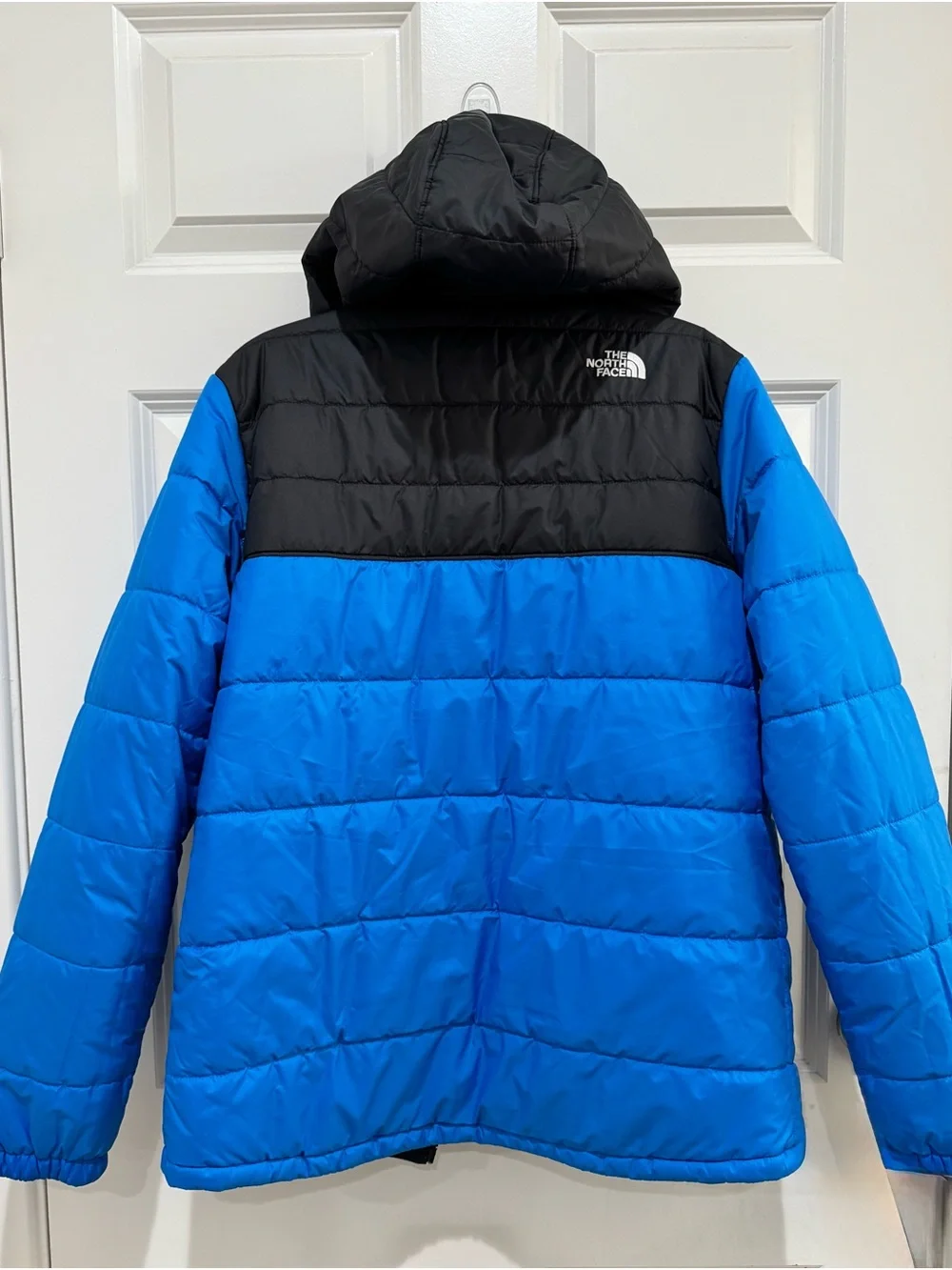 The North Face Boys Puffer Jacket XL 18/20 Blue Black Full Zip Winter Coat